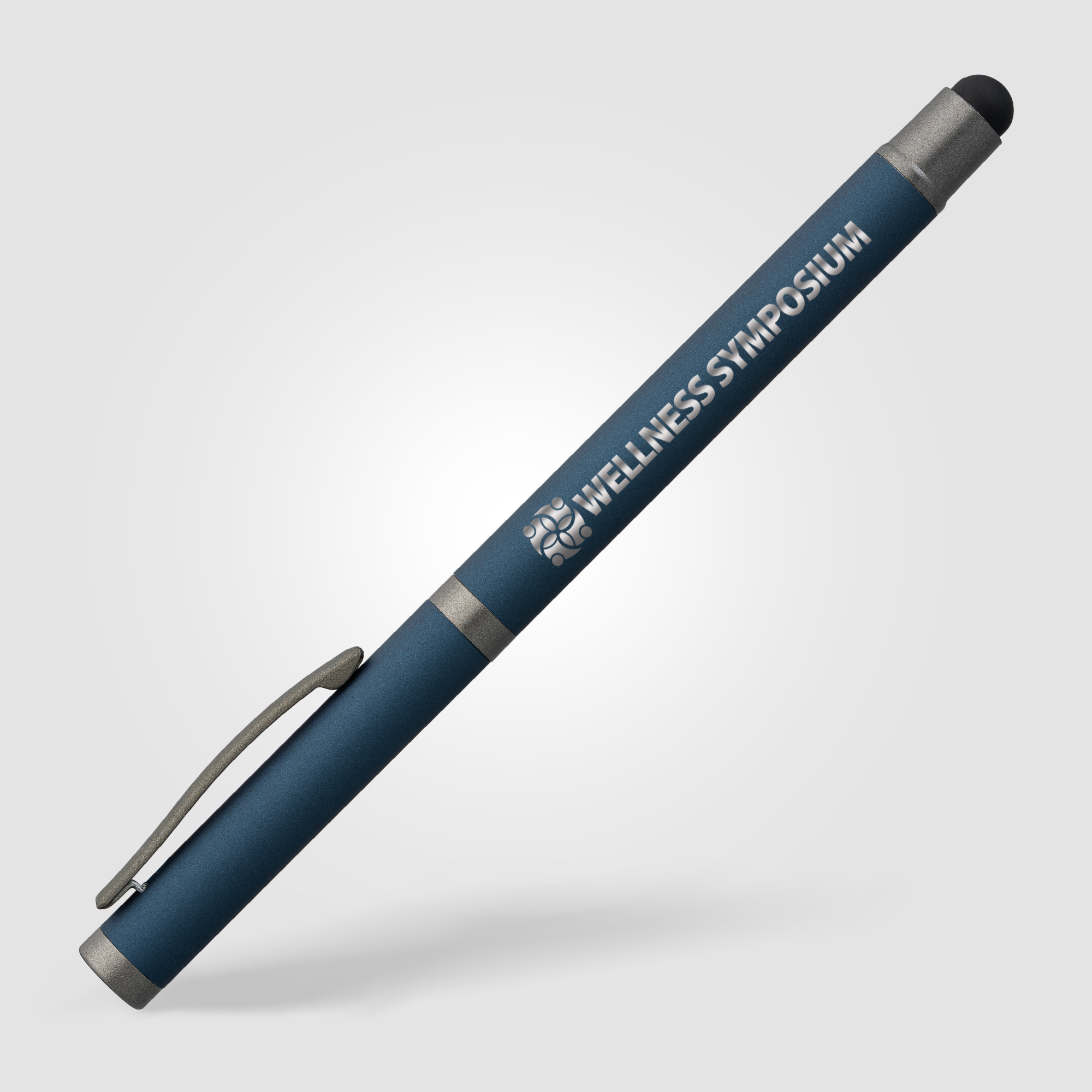 Stylo gel à stylet en aluminium recyclé personnalisable Bowie Bleu marine